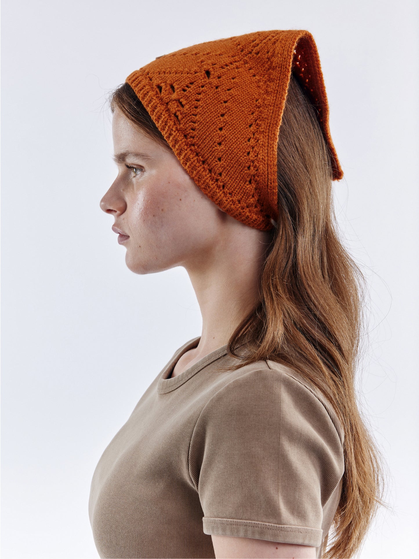 Pointelle Soft Wool Bandana - Sienna