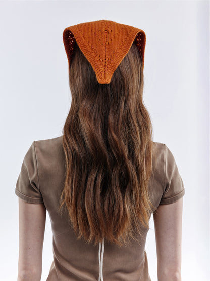 Pointelle Soft Wool Bandana - Sienna