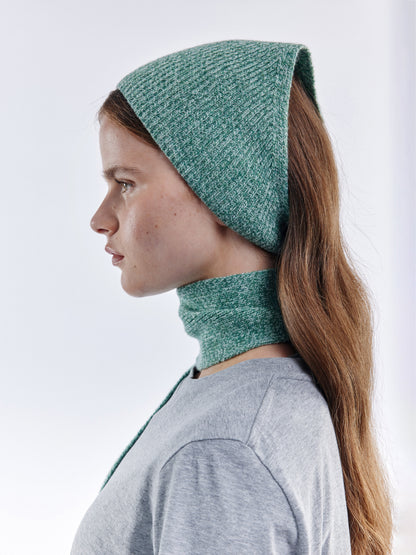 Ribbed Soft Wool Bandana - Green Marl