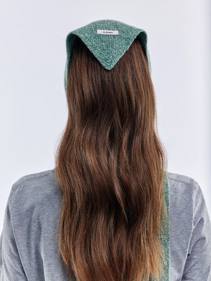 Ribbed Soft Wool Bandana - Green Marl