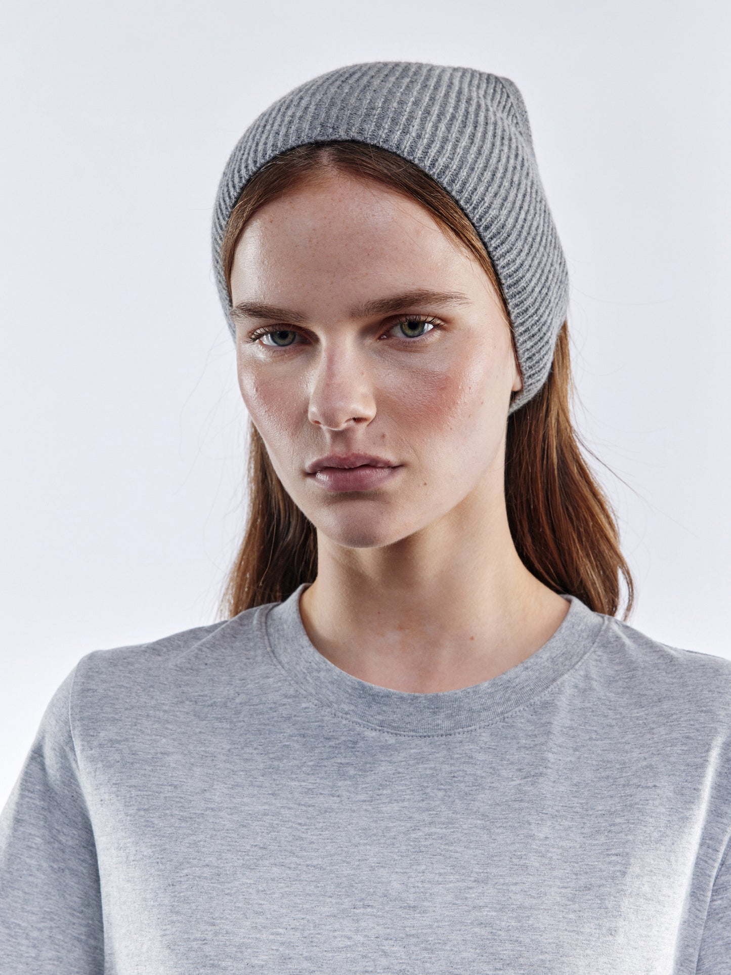 Ribbed Soft Wool Bandana - Light Grey