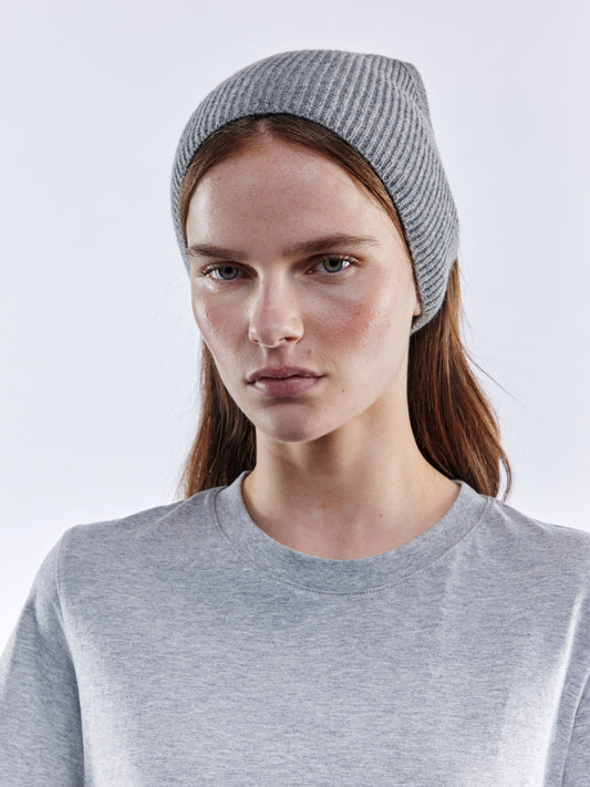 Ribbed Soft Wool Bandana - Light Grey