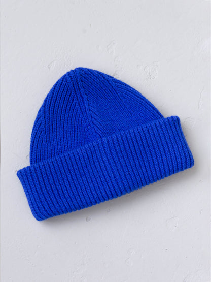 Chunky Soft Wool Beanie Hat - Cobalt Blue