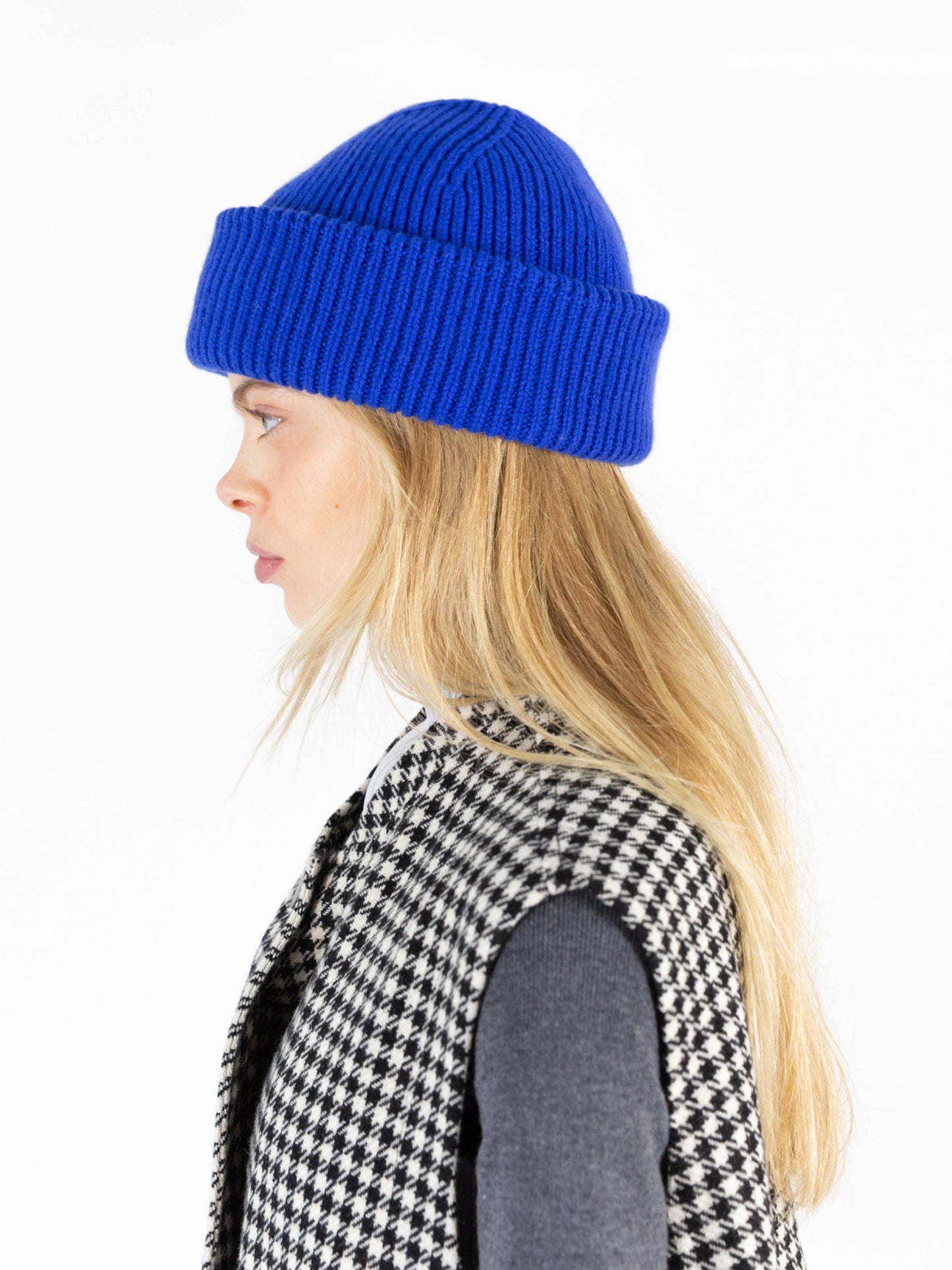 Chunky Soft Wool Beanie Hat - Cobalt Blue
