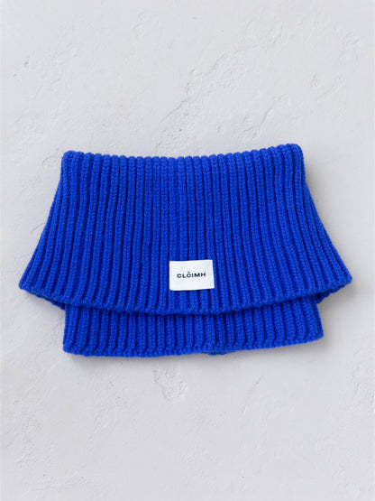 Soft Wool Chunky Folded Neck Warmer - Cobalt Blue