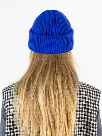 Chunky Soft Wool Beanie Hat - Cobalt Blue