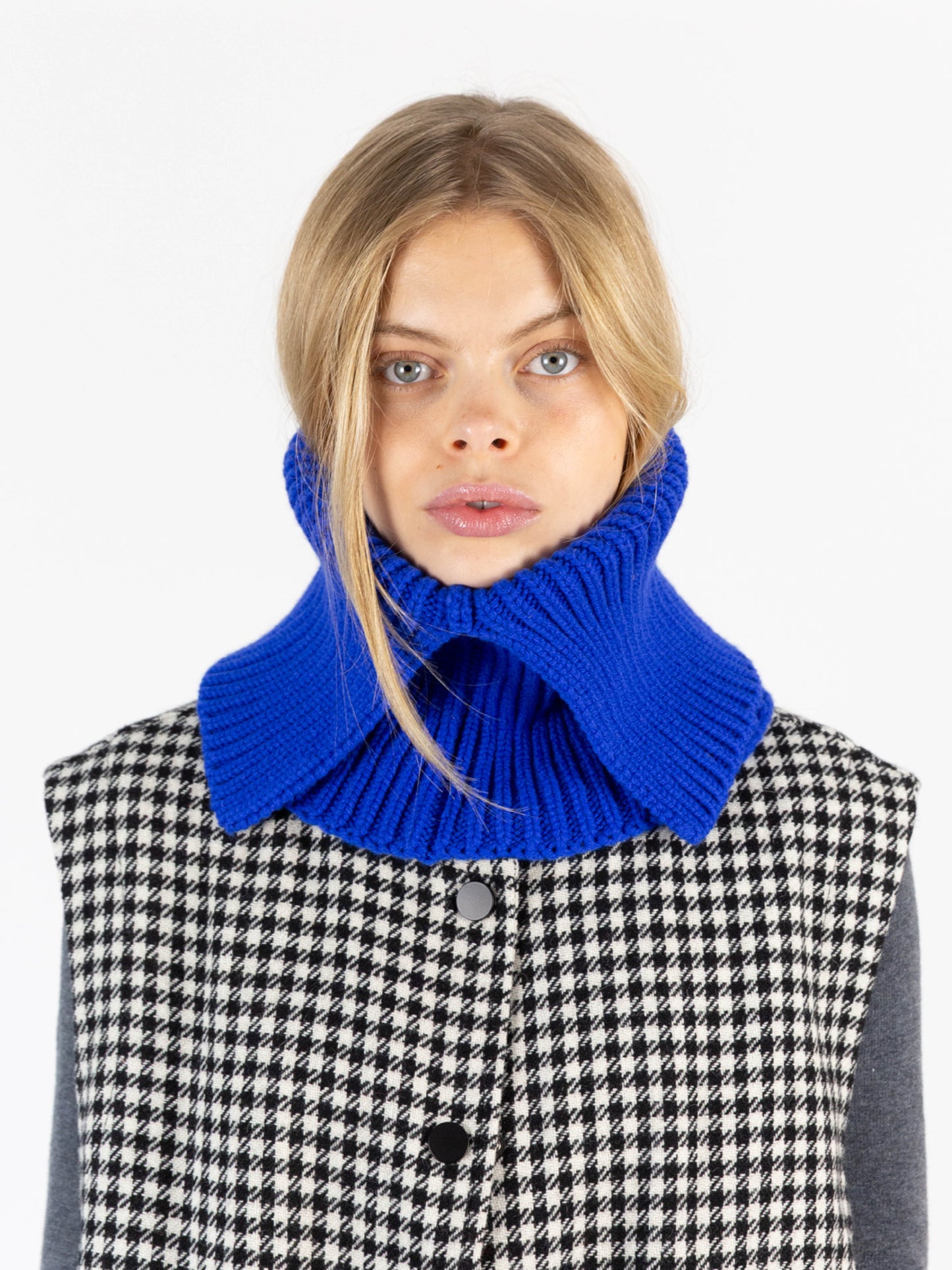 Soft Wool Chunky Folded Neck Warmer - Cobalt Blue
