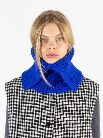 Soft Wool Chunky Folded Neck Warmer - Cobalt Blue