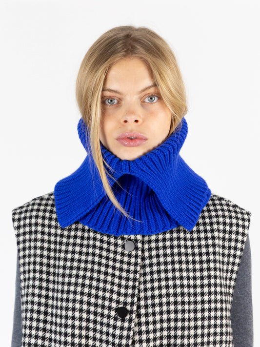 Soft Wool Chunky Folded Neck Warmer - Cobalt Blue