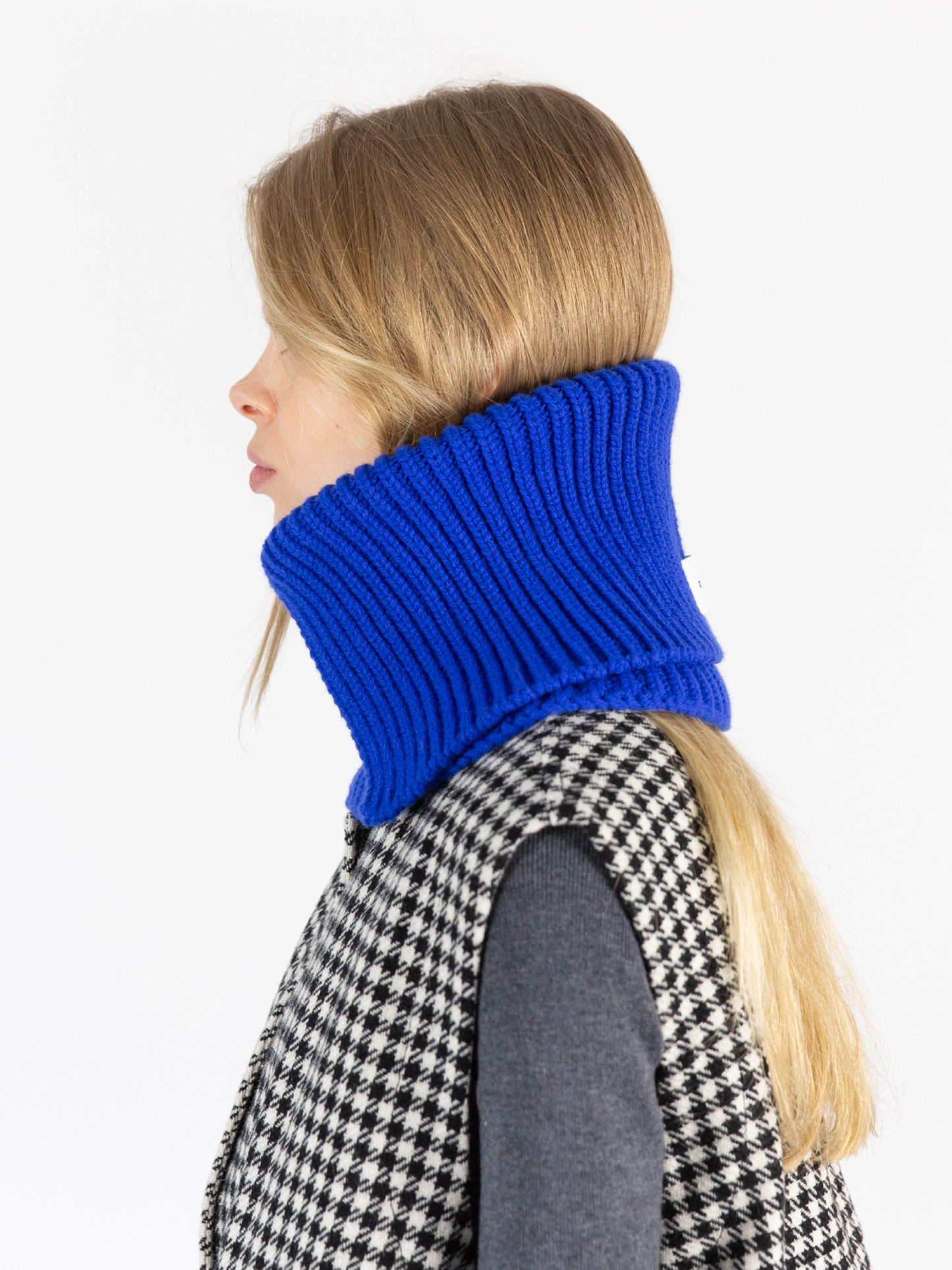 Soft Wool Chunky Folded Neck Warmer - Cobalt Blue