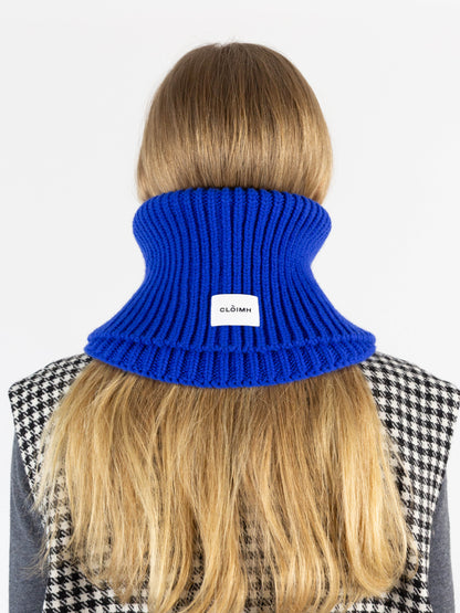 Soft Wool Chunky Folded Neck Warmer - Cobalt Blue