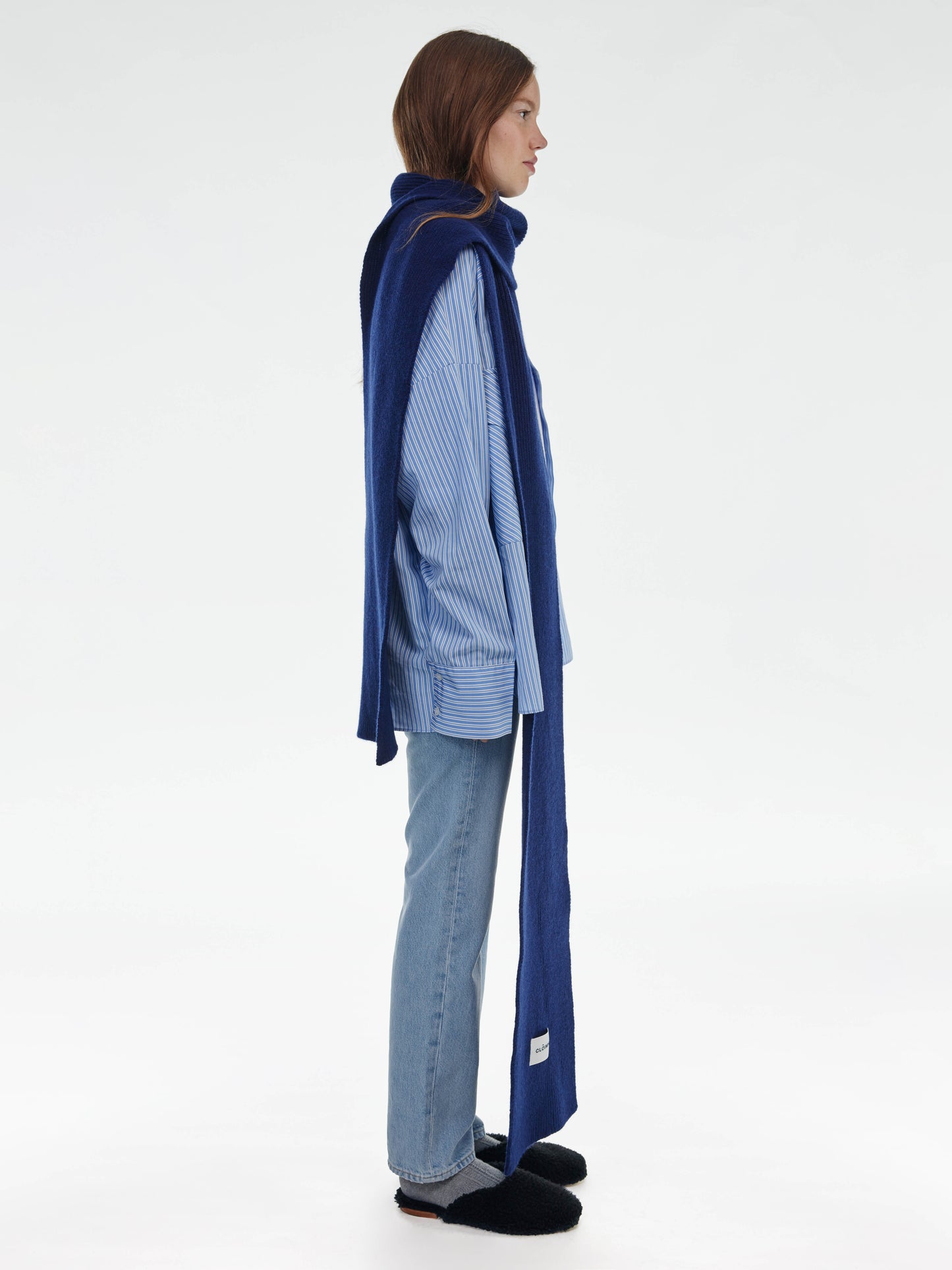 Long Soft Wool Scarf - Navy