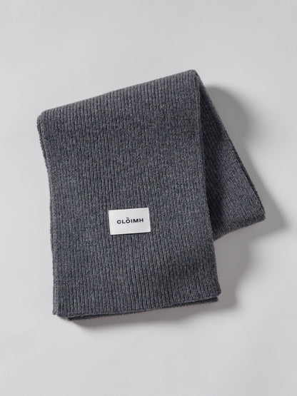 Long Soft Wool Scarf - Dark Grey