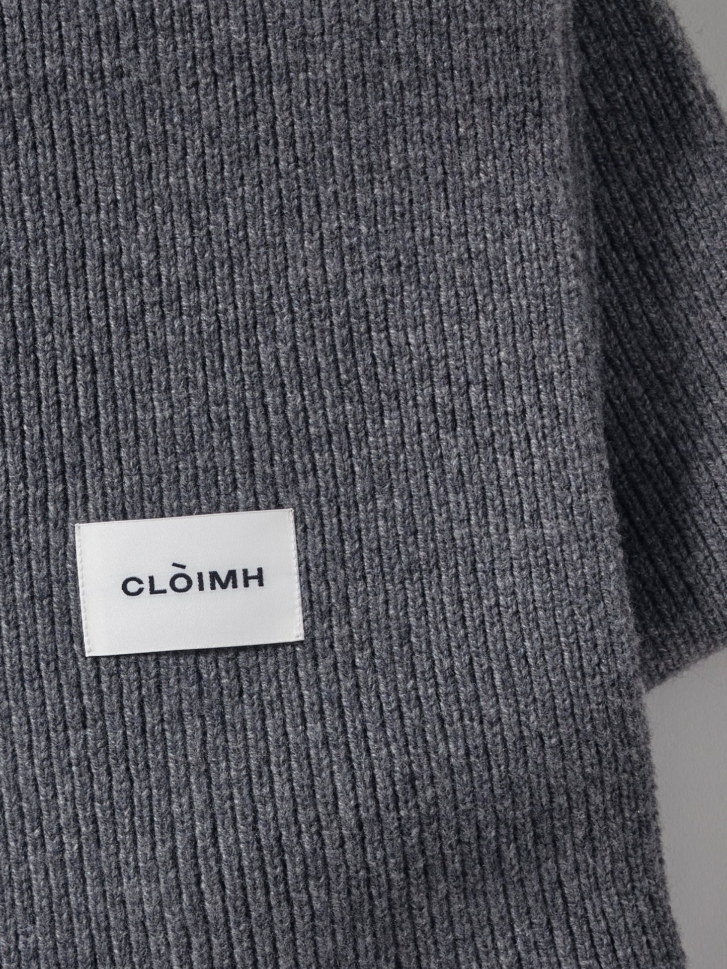 Long Soft Wool Scarf - Dark Grey