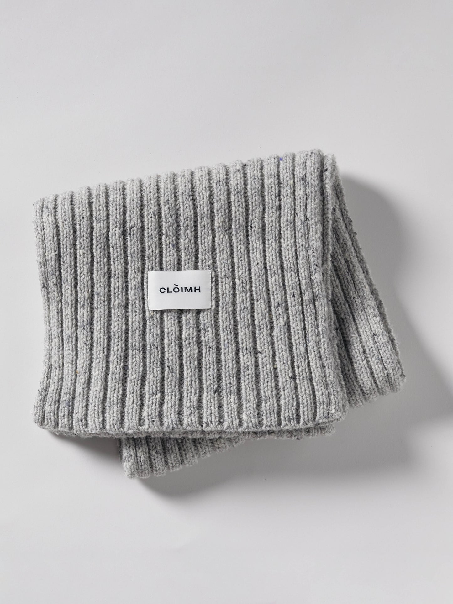 Donegal Chunky Ribbed Wool Scarf - Grey