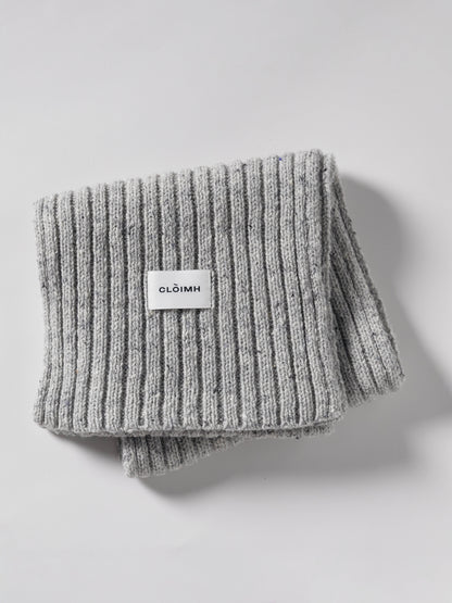 Donegal Chunky Ribbed Wool Scarf - Grey