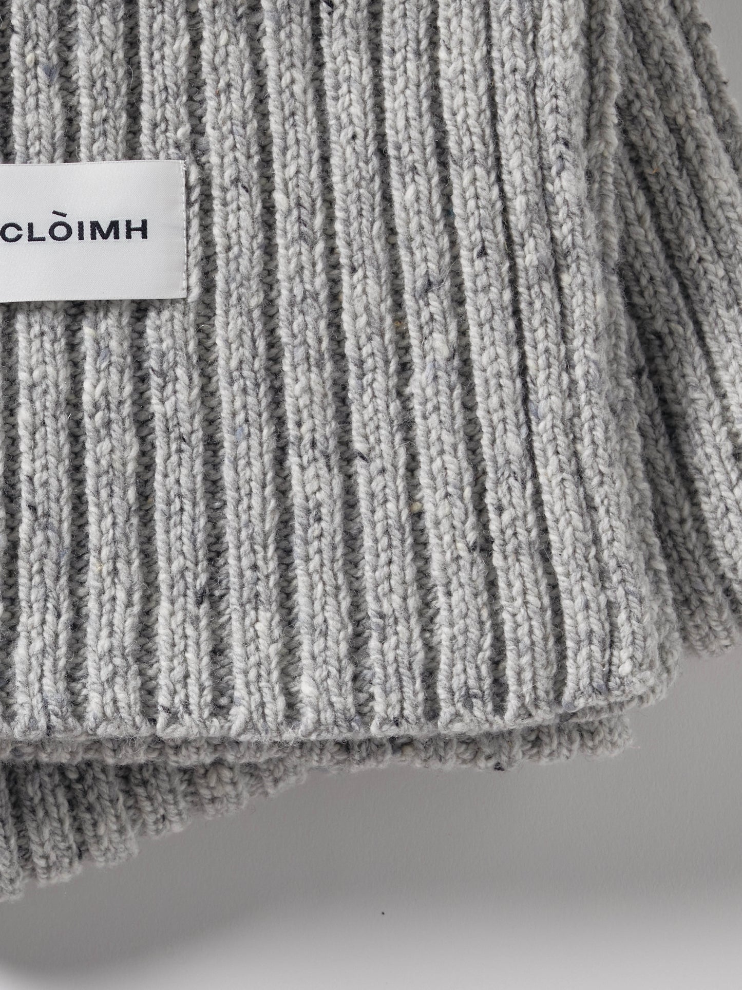 Donegal Chunky Ribbed Wool Scarf - Grey
