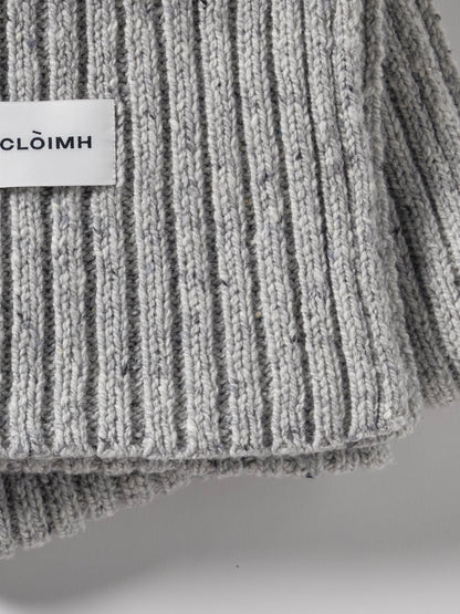 Donegal Chunky Ribbed Wool Scarf - Grey