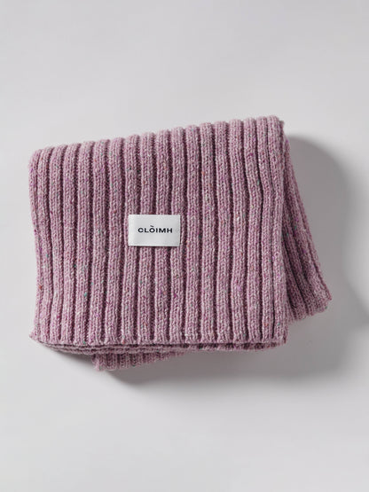 Donegal Chunky Ribbed Wool Scarf - Pink