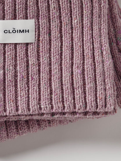 Donegal Chunky Ribbed Wool Scarf - Pink