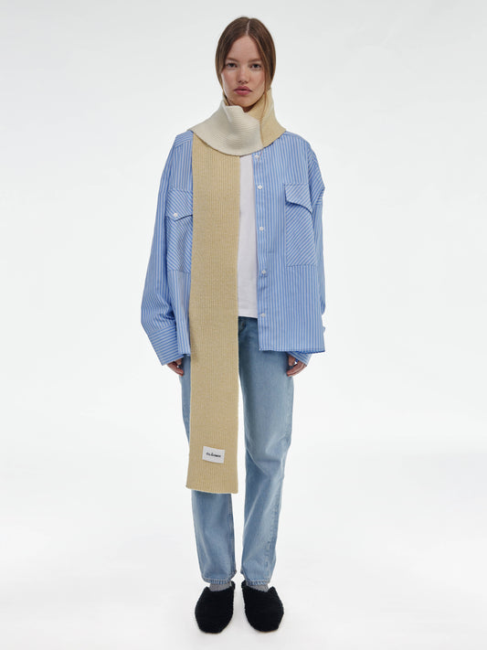 Blocked Soft Wool Scarf - Soft Yellow Marl/Ecru