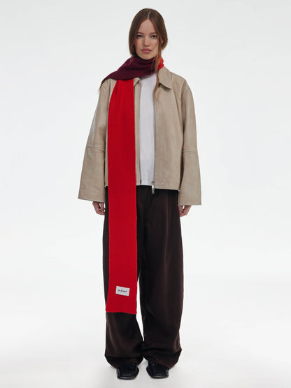 Blocked Soft Wool Scarf - Red/Burgundy