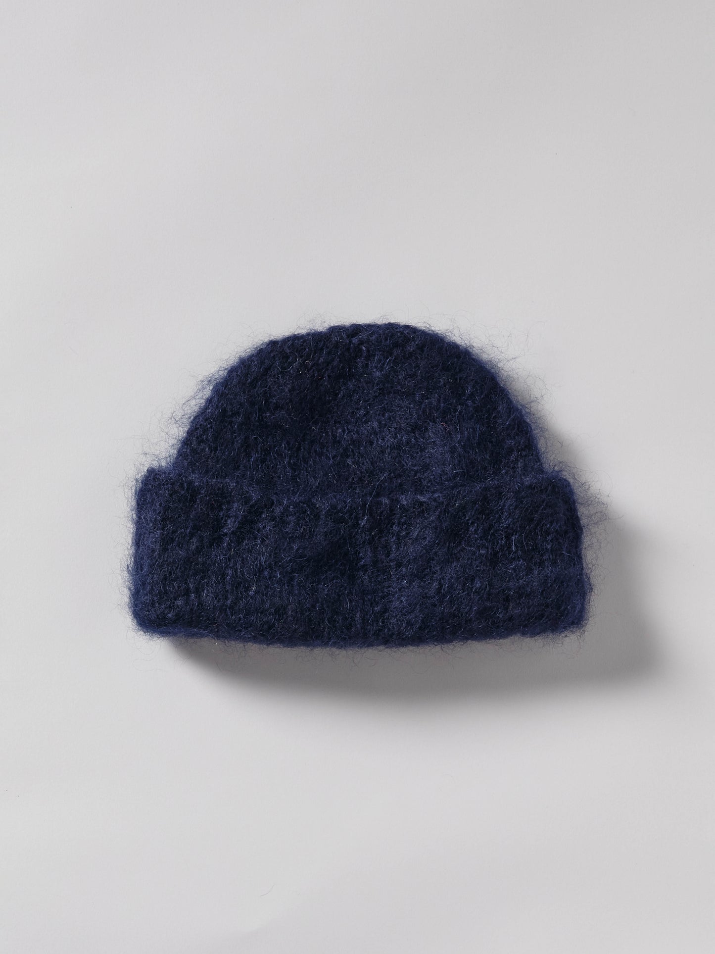 Brushed Mohair-Wool Beanie Hat - Navy