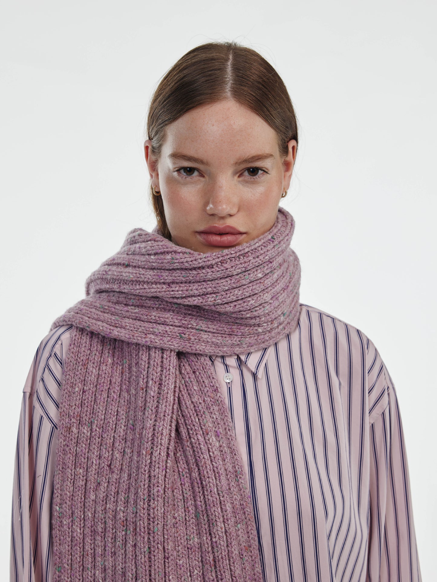 Donegal Chunky Ribbed Wool Scarf - Pink