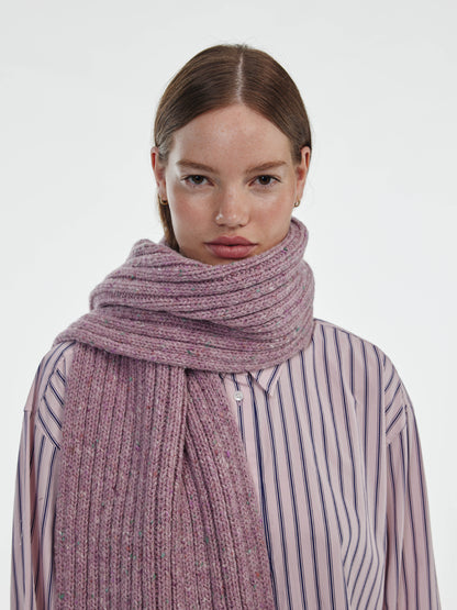 Donegal Chunky Ribbed Wool Scarf - Pink