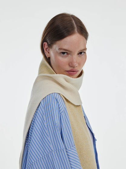 Blocked Soft Wool Scarf - Soft Yellow Marl/Ecru