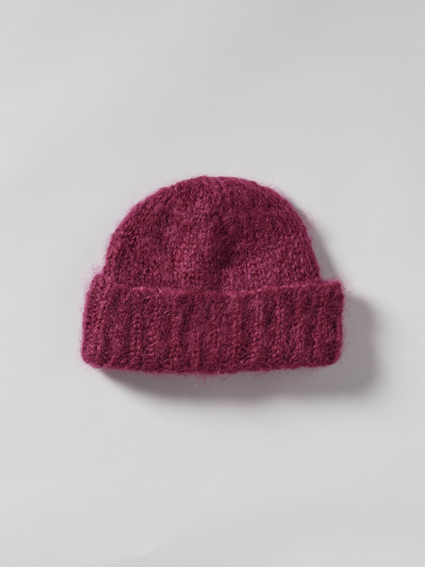 Brushed Mohair-Wool Beanie Hat - Burgundy