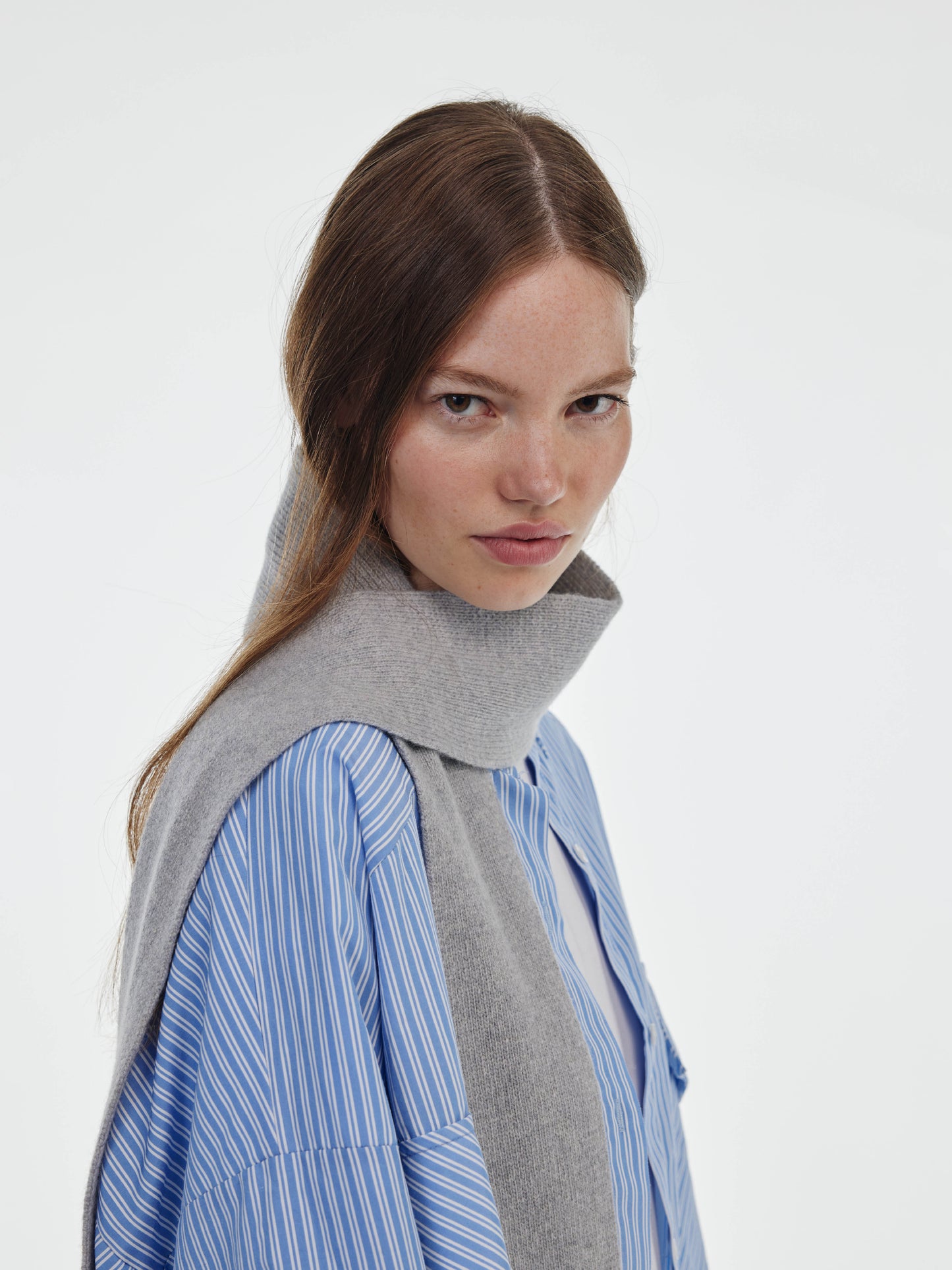 Mini Soft Wool Scarf - Light Grey