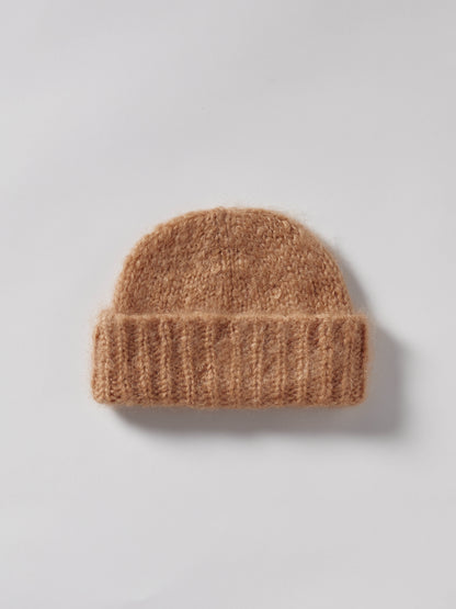 Brushed Mohair-Wool Beanie Hat - Sand
