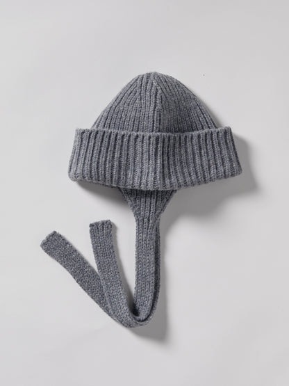 Wool Ear Flap Hat - Grey Melange