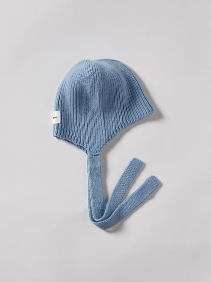 Soft Wool Tied Bonnet Hat - Soft Blue