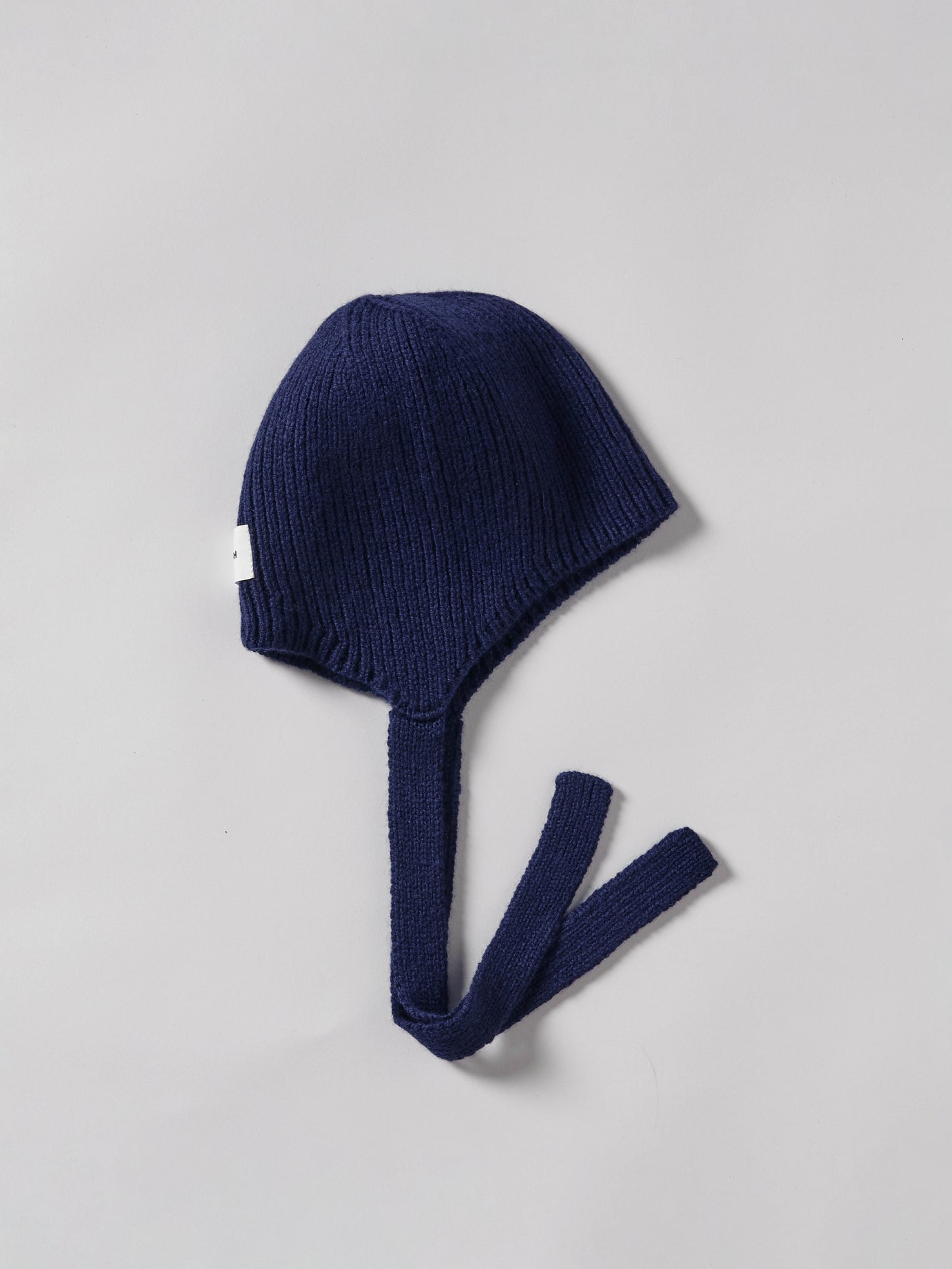 Soft Wool Tied Bonnet Hat - Navy
