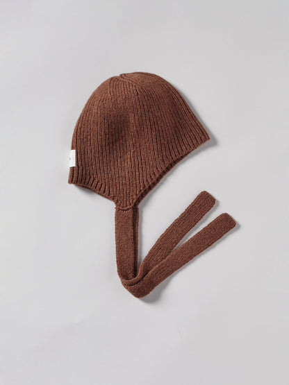 Soft Wool Tied Bonnet Hat - Hazelnut