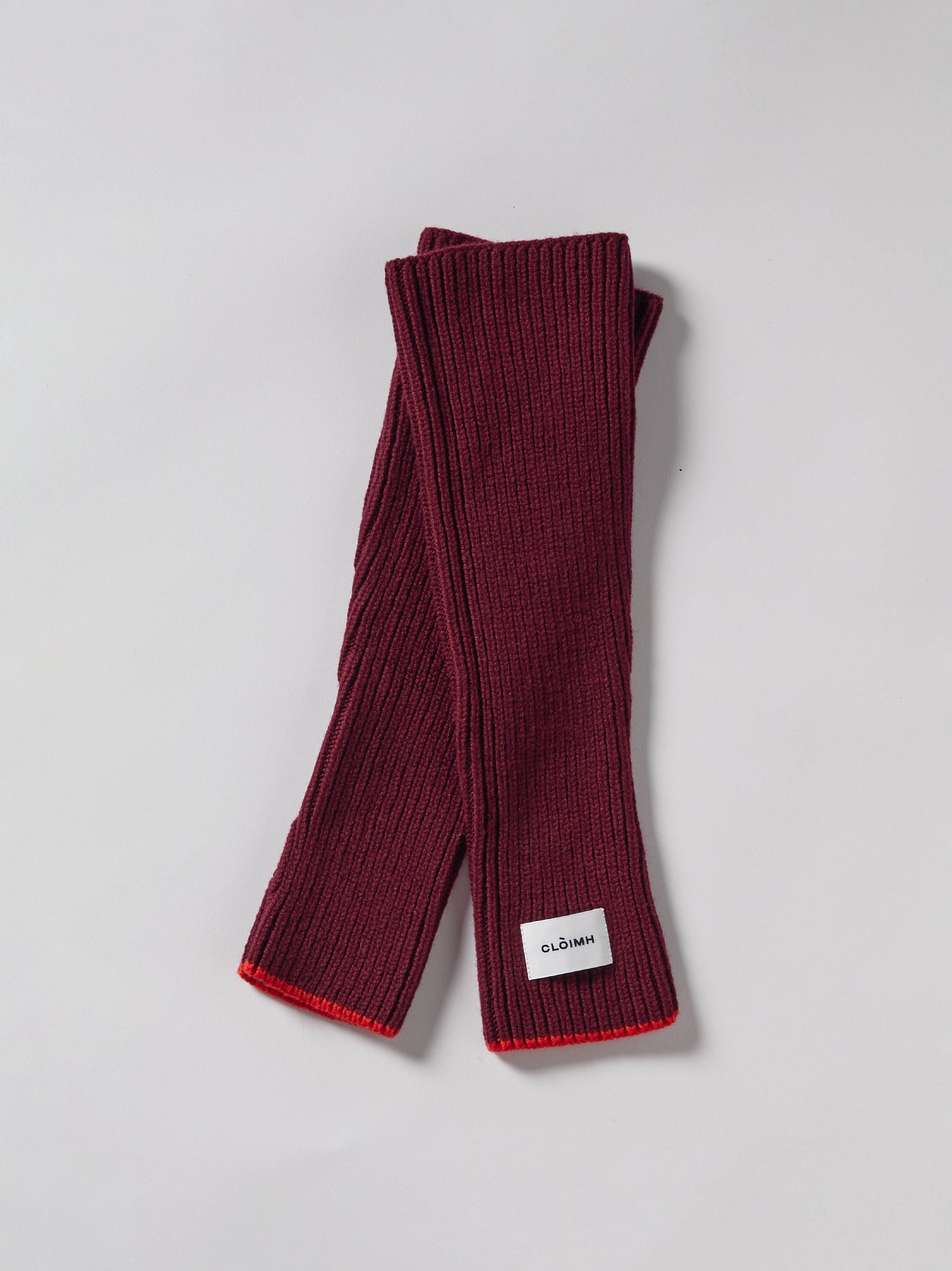 Soft Wool Fingerless Gloves - Burgundy/Red