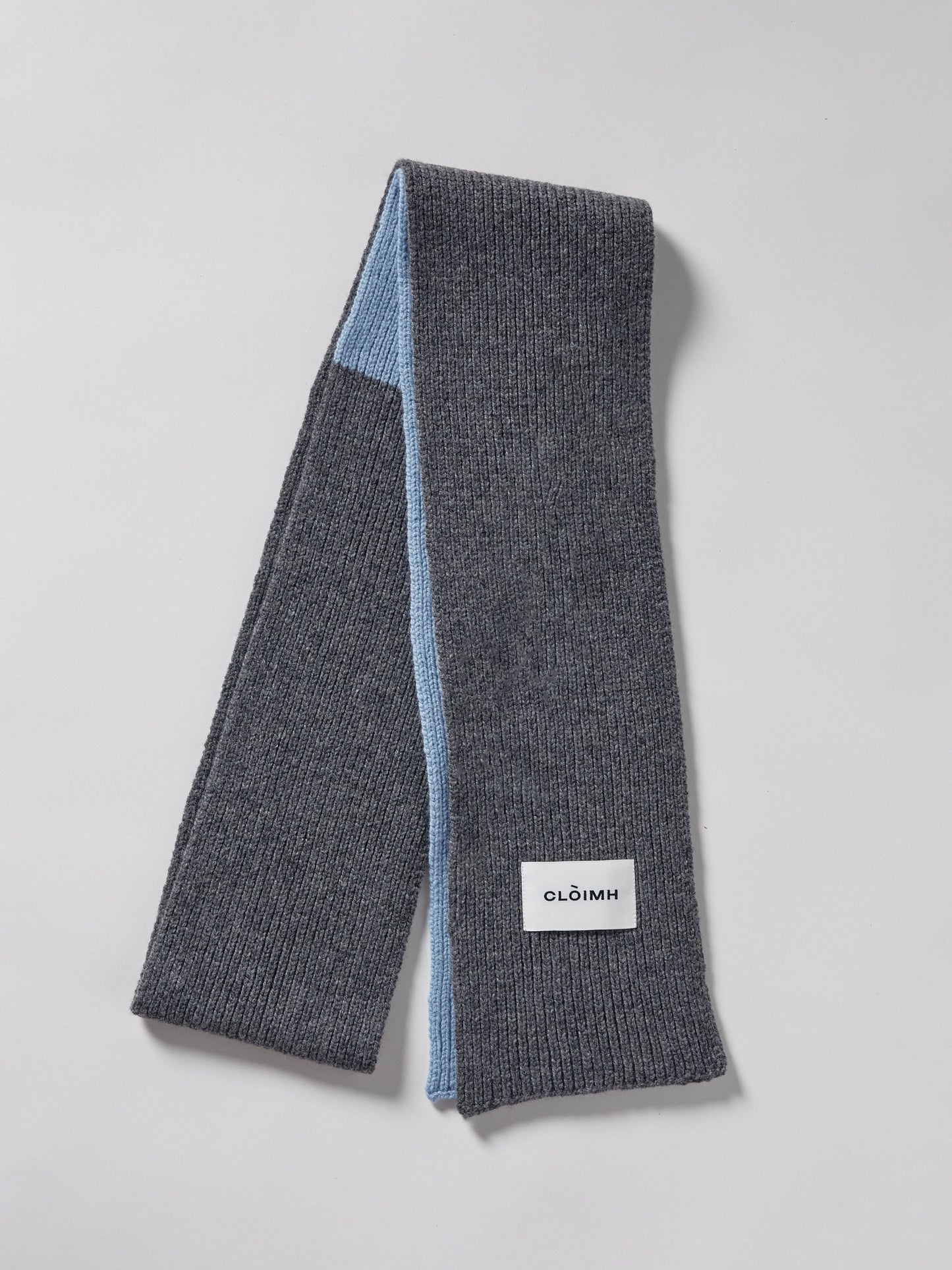 Blocked Soft Wool Scarf - Dark Grey/Soft Blue