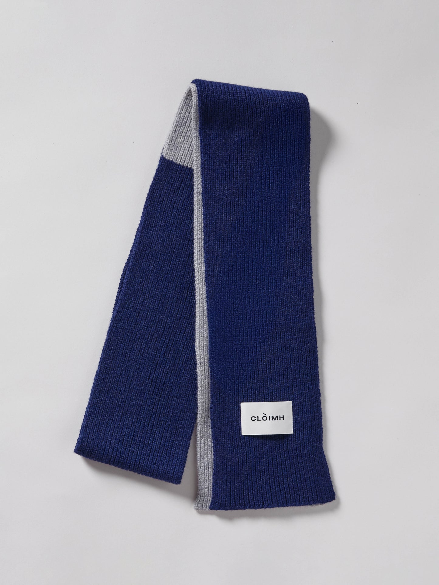 Blocked Soft Wool Scarf - Navy/Light Grey