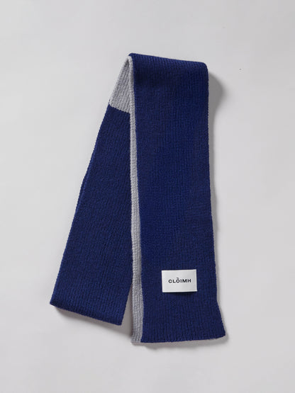 Blocked Soft Wool Scarf - Navy/Light Grey