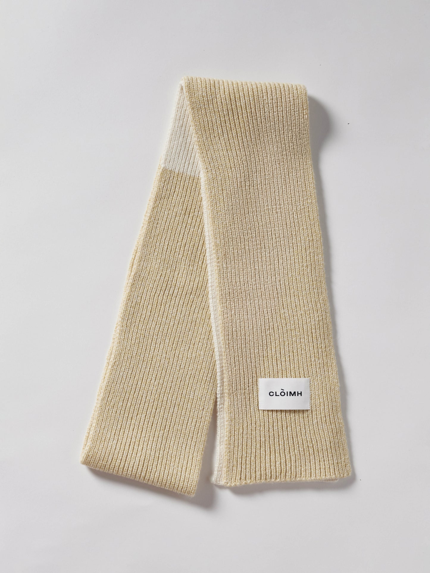 Blocked Soft Wool Scarf - Soft Yellow Marl/Ecru