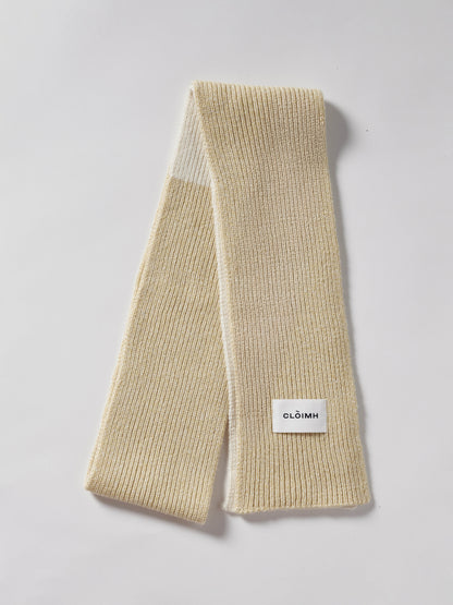 Blocked Soft Wool Scarf - Soft Yellow Marl/Ecru