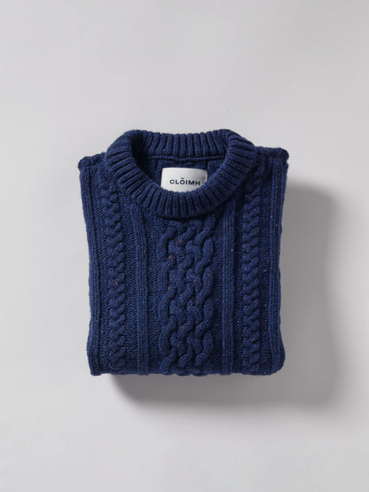 Aran Knit Wool Vest - Navy