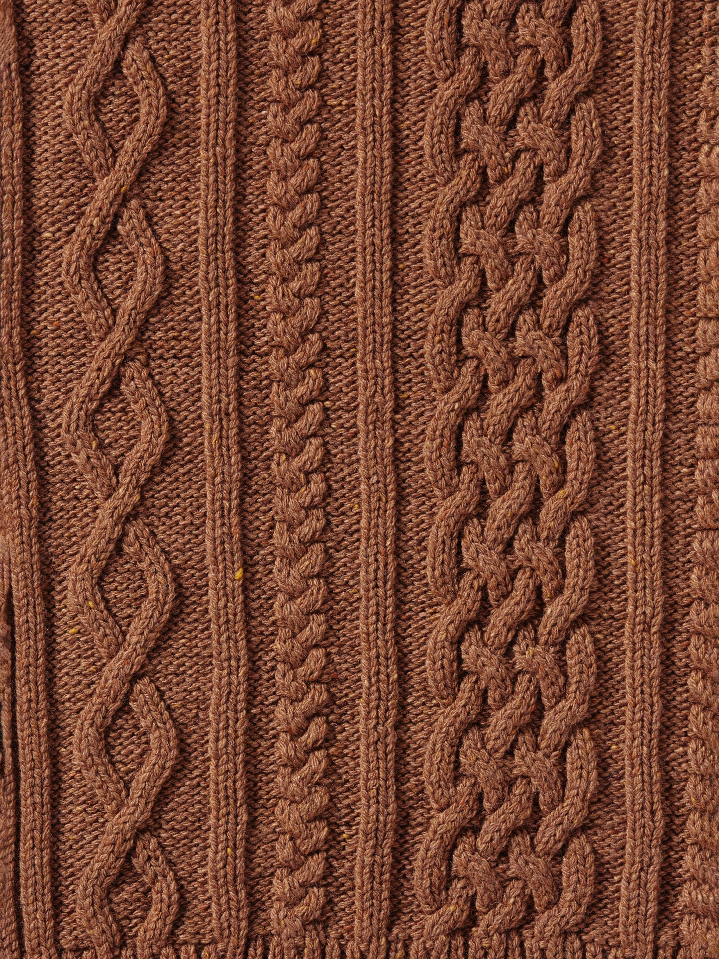 Aran Knit Wool Vest - Brown