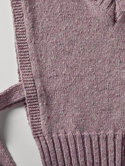 Donegal V-Neck Tied Wool Vest - Pink