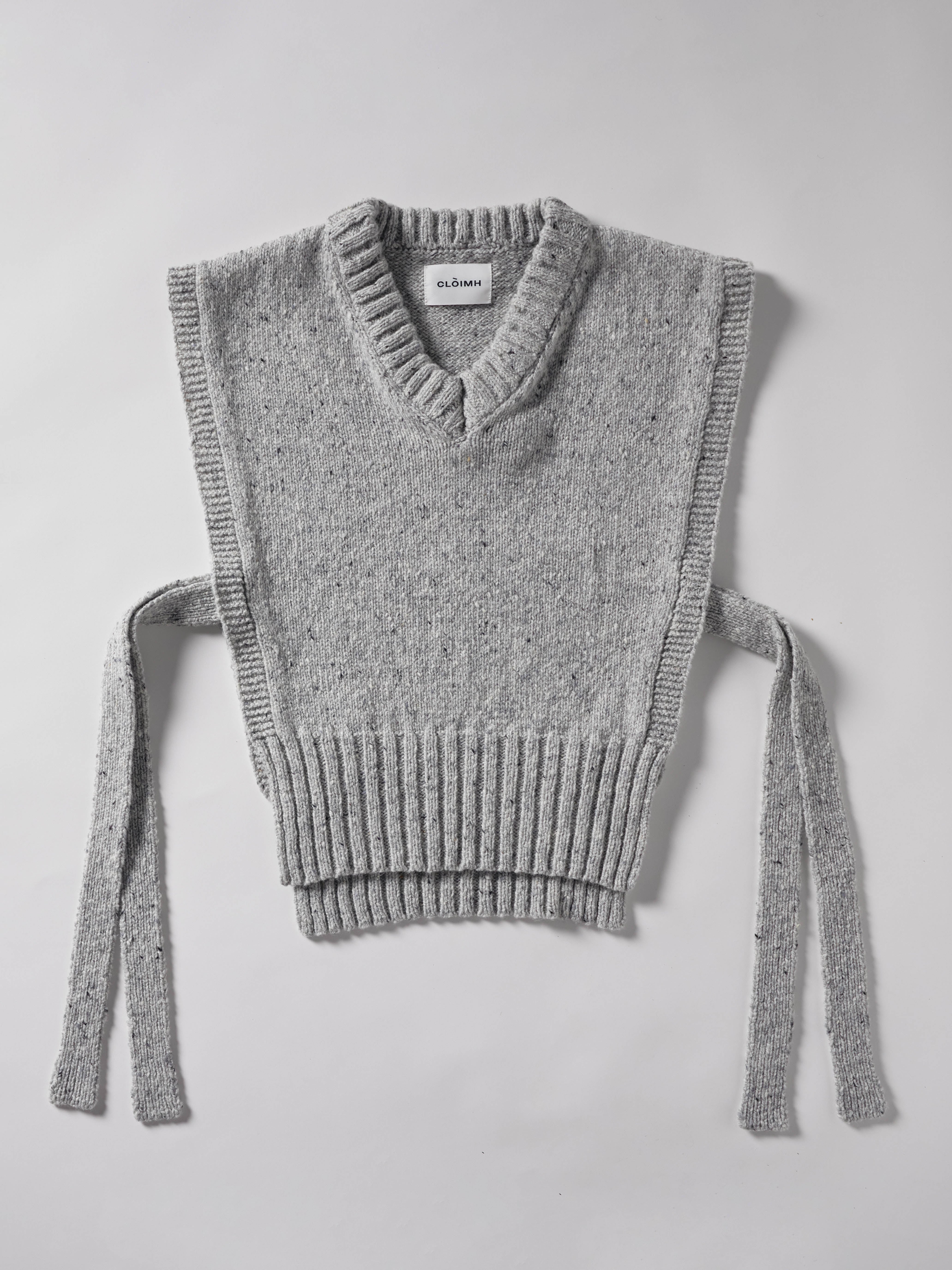 Donegal V-Neck Tied Wool Vest - Grey – CLÒIMH