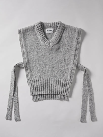 Donegal V-Neck Tied Wool Vest - Grey