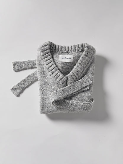Donegal V-Neck Tied Wool Vest - Grey