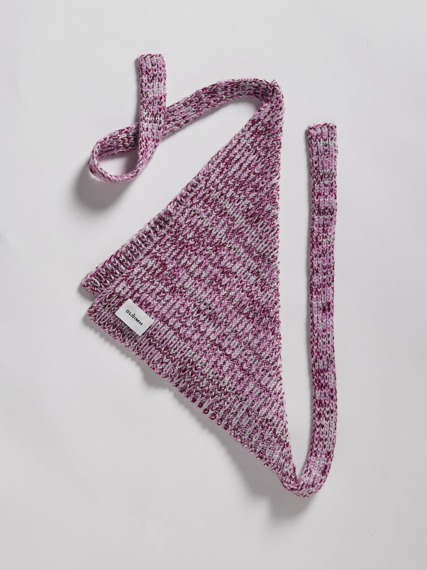 Marl Soft Wool Chunky Bandana - Burgundy/Pink Marl